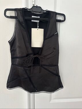 NWT Sabo Black Tie-Front Women's Top